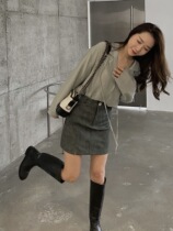 Clearance non-refundable original 99 yuan THE FAN fashion personality halo split high waist leather skirt women