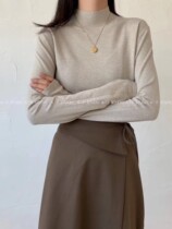 Anti-pilling upgrade AF bottoming shirt womens oatmeal autumn and winter Korean half turtleneck sweater top thin sweater