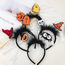 Halloween hair hoop pumpkin headband skull hair bundle personality funny black feather Korean headdress versatile hair accessories female