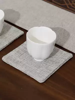 2 pieces of cotton linen plain water absorbent tea ceremony coaster Chinese insulation tea mat tea tray solid color tea art anti-scalding