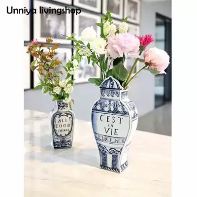 Korean direct mail imported American vase designer luxury high-end decoration art vase creative illustration flower device