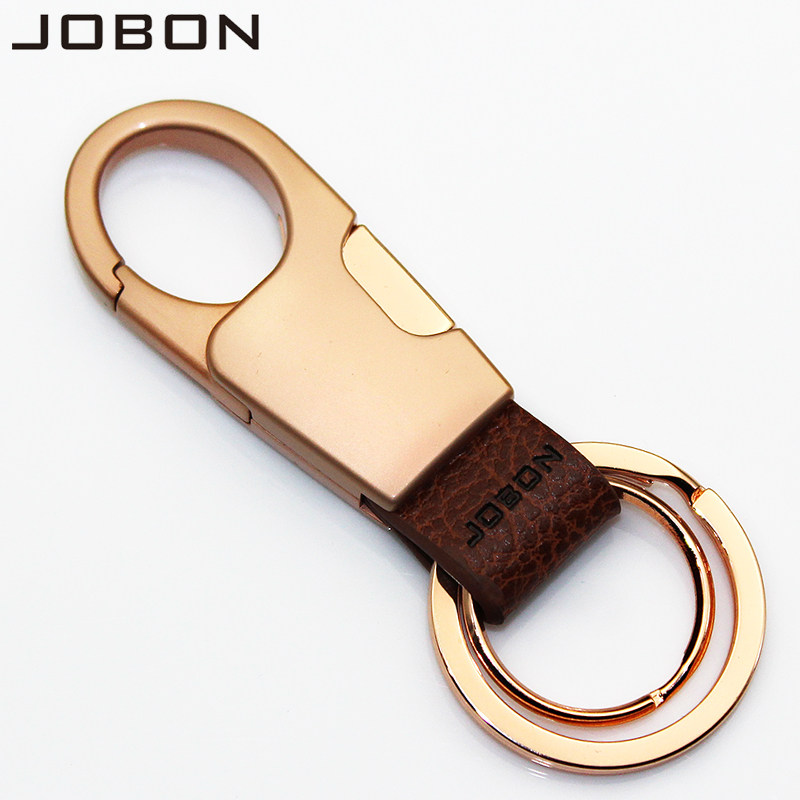 Jobon Zhongbang Keychain men's and women's gold-plated double ring waist hanging belt buckle Car key chain creative gift