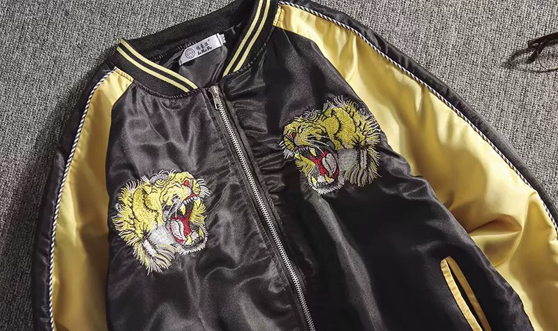 Mùa xuân và mùa thu thêu áo khoác nam Yokosuka áo khoác ngắn hip hop đồng phục bóng chày cổ xưa cặp vợ chồng Harajuku bf gió quốc gia