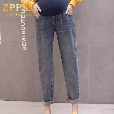 Italy ZPPSN counter pregnant women's pants autumn and winter jeans dad pants plus velvet thick pregnant women's wide-legged pants