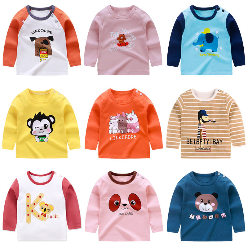 Children's long-sleeved t-shirt pure cotton autumn 2021 new 1-6-year-old boy girl top baby baby cartoon Korean version
