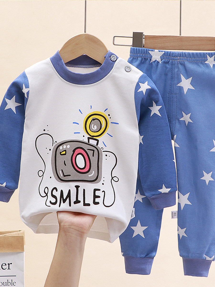 Children's underwear set, cotton pajamas, baby clothes, baby clothes, boys' and girls' long johns, long johns, home clothes, new styles