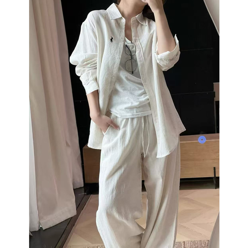 Summer Linen Suit for Women 2026 New Style Relaxed and Unique Beautiful Cotton-Linen Shirt and Pants Casual Two-Piece Set