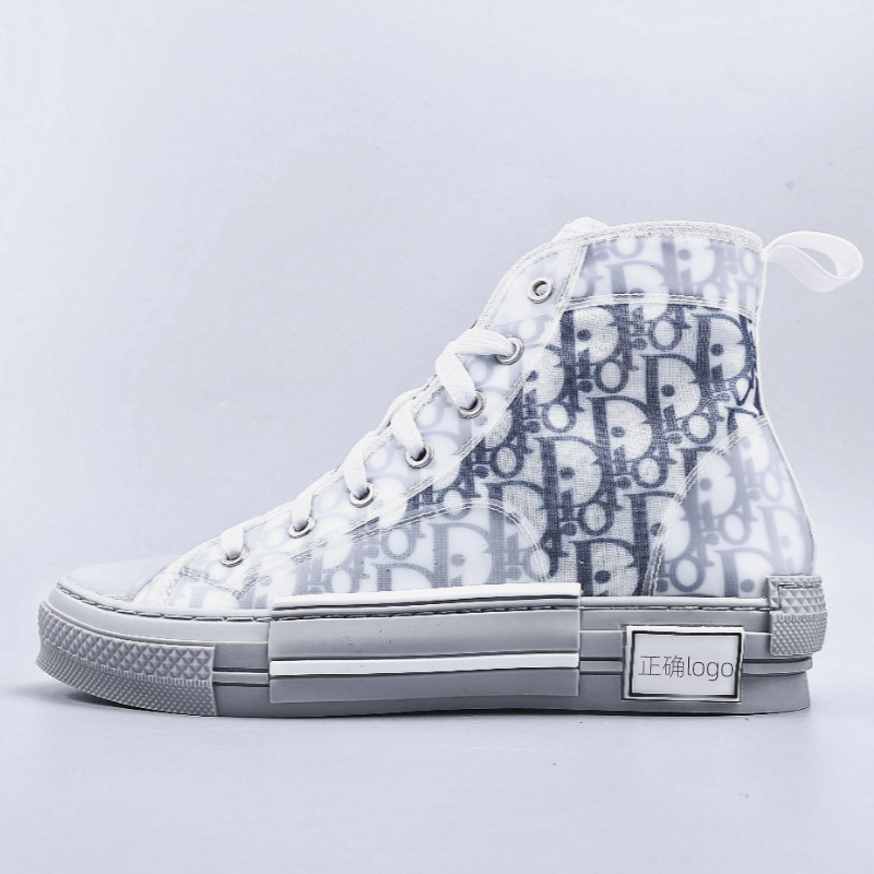 Navy Blue High Helptop D home b23 Gao Bang canvas shoe male QIANJIAO Dior Graffiti Old flower letter gym shoes leisure time Low Gang skate shoes female