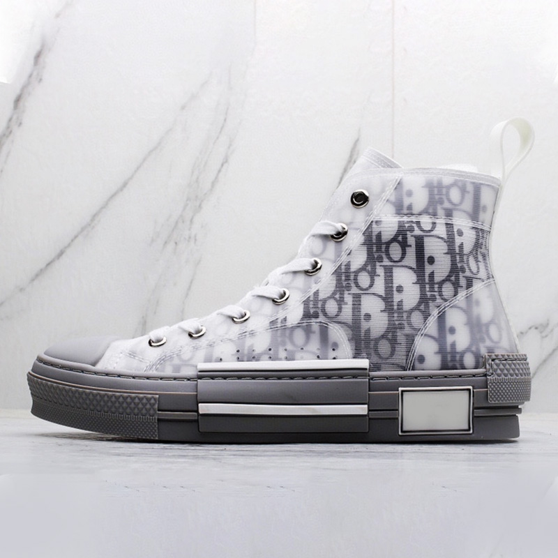 Gray High Help & Send Special Expensive Packagingtop D home b23 Gao Bang canvas shoe male QIANJIAO Dior Graffiti Old flower letter gym shoes leisure time Low Gang skate shoes female