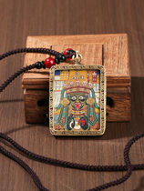 Tibetan hand-painted gold-painted Zakilam Gawu box portable small thangka mens and womens ethnic style necklace pendant in this life