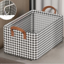 长期！舒心猫千鸟格钢架收纳筐