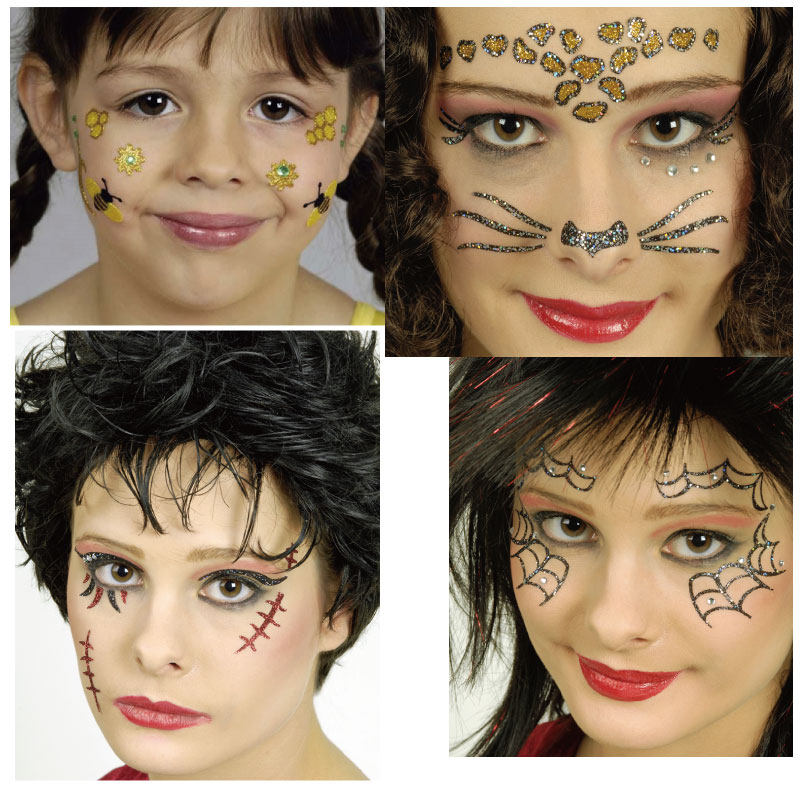 Halloween children's stage dance performance party bar party face stickers onion powder glitter animal watercolor rhinestone stickers