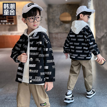 Boys autumn coat New 2021 Korean version of the big boy foreign style long sleeve shirt spring and autumn boys handsome clothes