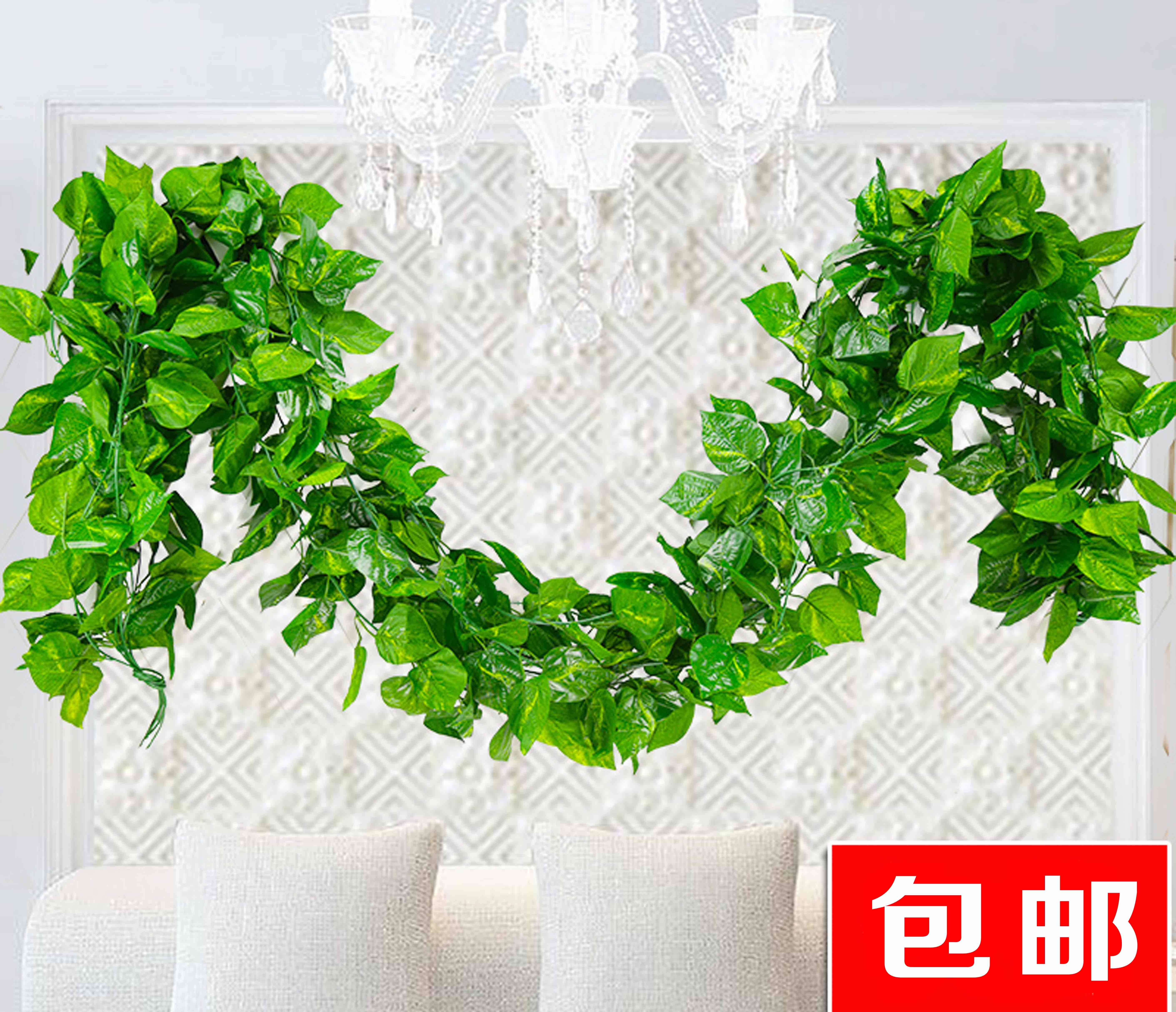 仿真葡萄叶藤蔓屋顶吊顶绿叶空调线围绕绿藤叶管道装饰品遮挡特大