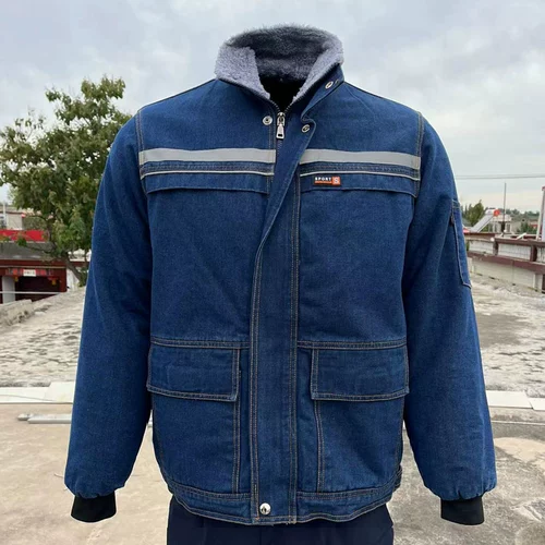 Демисезонные джинсы с начесом для работы, хлопковая куртка, износостойкий демисезонный пуховик, рабочая одежда