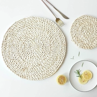 Соломенный плетеный круглый настольный коврик, DIY, защита от ожогов, скандинавский стиль