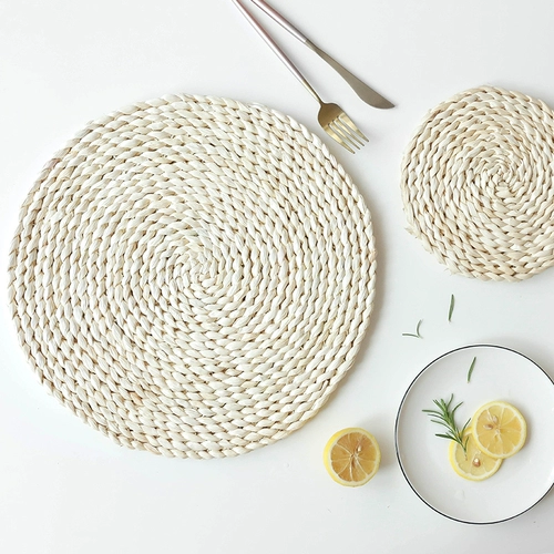 Соломенный плетеный круглый настольный коврик, DIY, защита от ожогов, скандинавский стиль