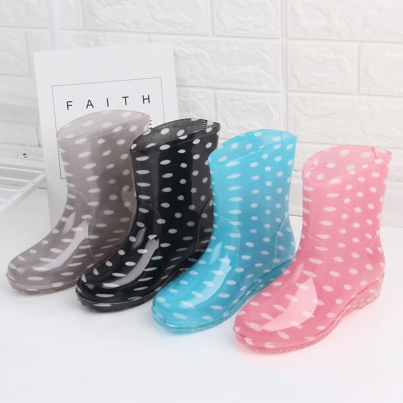 Winter and summer plus velvet rain shoes women's middle tube warm rain boots non-slip women's water shoes rubber shoes adult cotton water boots overshoes