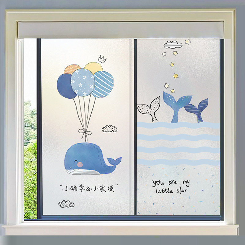 Toilet window glass stickers anti-walk-away bathroom toilet plastic anti-pneumatic translucent polished window paper