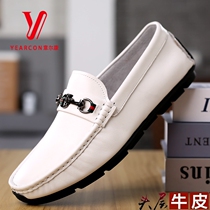 New Spring and Autumn Yilkang Men Shoes Leather Soft Soft Soy Soy Bean Shoes Fashion Han Mens Leisure Leather Shoes Men and Small White Shoes
