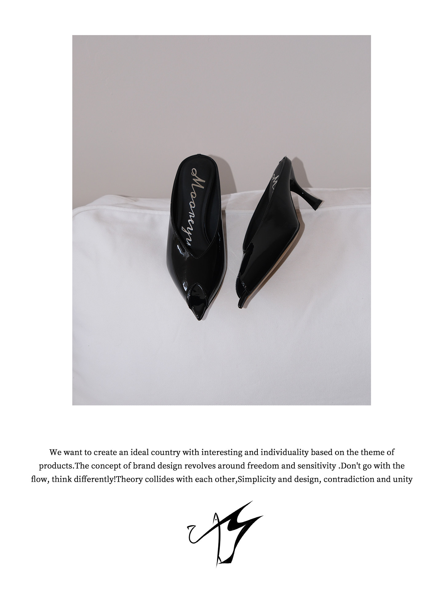 Mooreyu Black Pointed-Toe Stiletto Mule