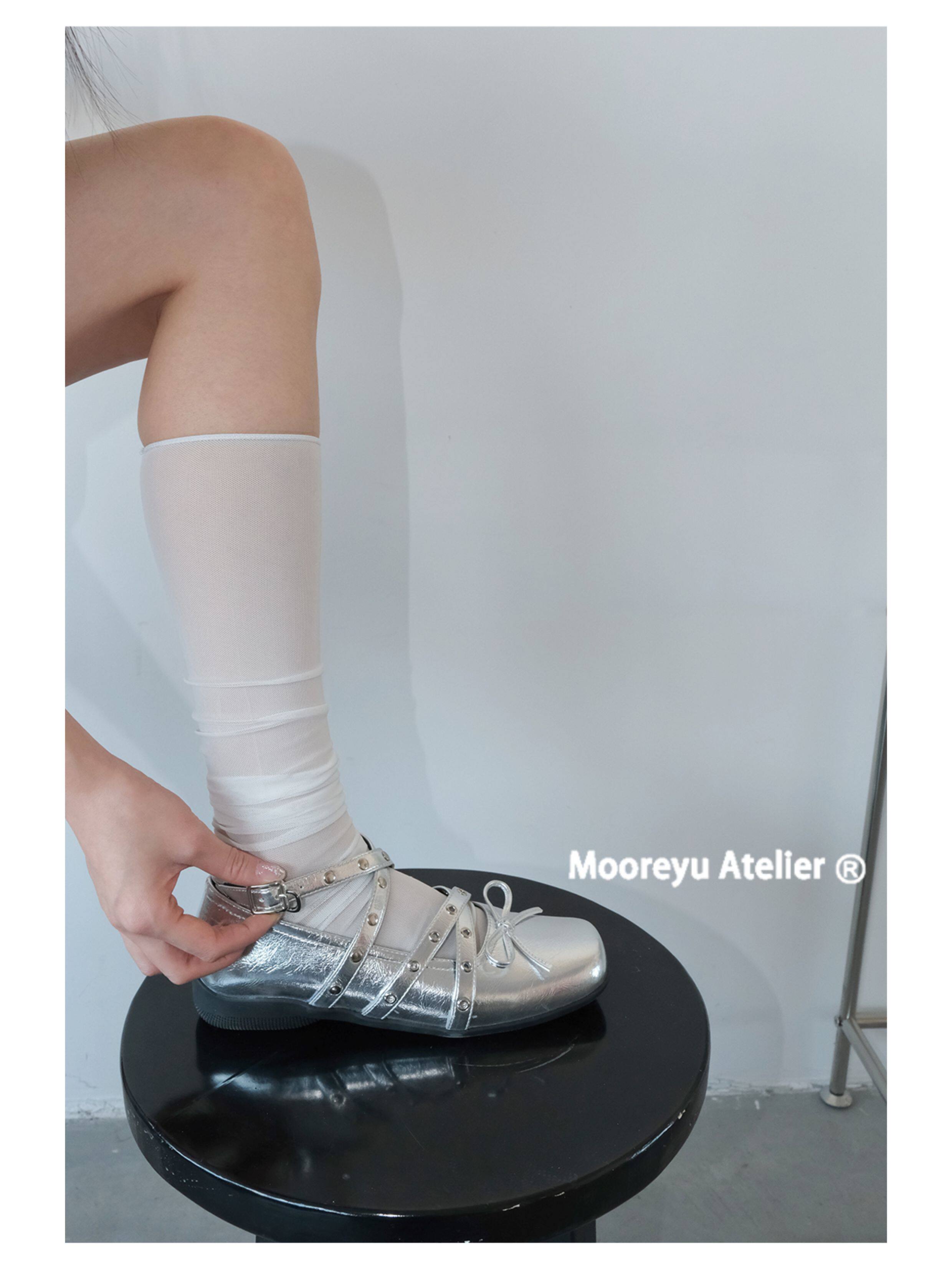 Mooreyu Leather Bow Ballet Flat
