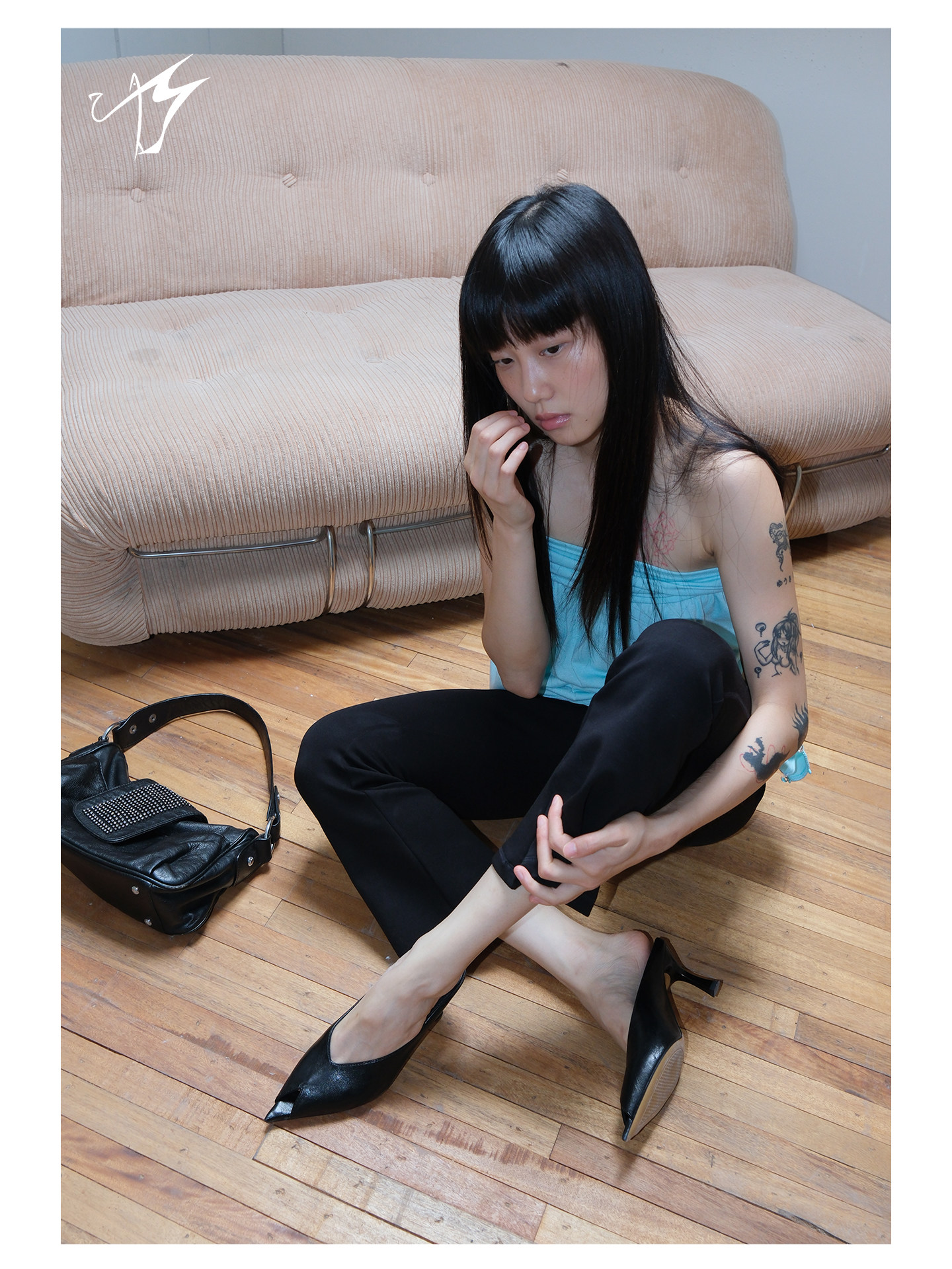 Mooreyu Black Pointed-Toe Stiletto Mule