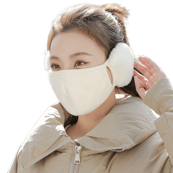 Plush ear protection two-in-one face mask and earmuffs