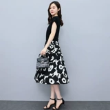 Летнее платье, длинный шифоновый комплект, юбка, средней длины, городской стиль, яркий броский стиль, по фигуре