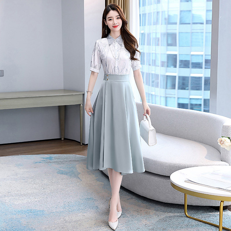 Snowspun Ocean Dress Women's Summer Thin 2022 New summer Conspicanthin Temperament High-end Suit Skirt Two-piece Set
