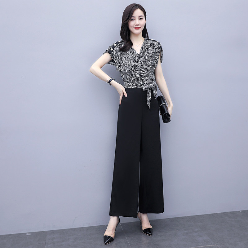 Snowspun Broadlegged Pants Suit Women Summer 2022 Summer Dress New Temperament Fan High-end Fashion Summer Two Sets
