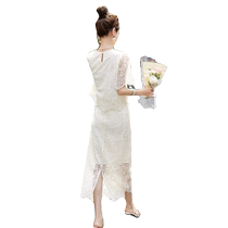 Fashionable hollow lace suit for women 2024 new summer style temperament design niche high-end skirt two-piece set