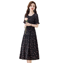 High-end big-name floral chiffon dress for women summer 2024 new lady mid-length petite skirt