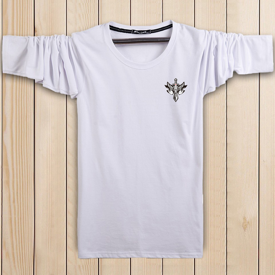 Mặc quần áo mùa thu nam áo thun dài tay rộng kích thước cotton thể thao hàng đầu cộng với phân bón XL áo thun yêu nước áo thun tay lỡ nam