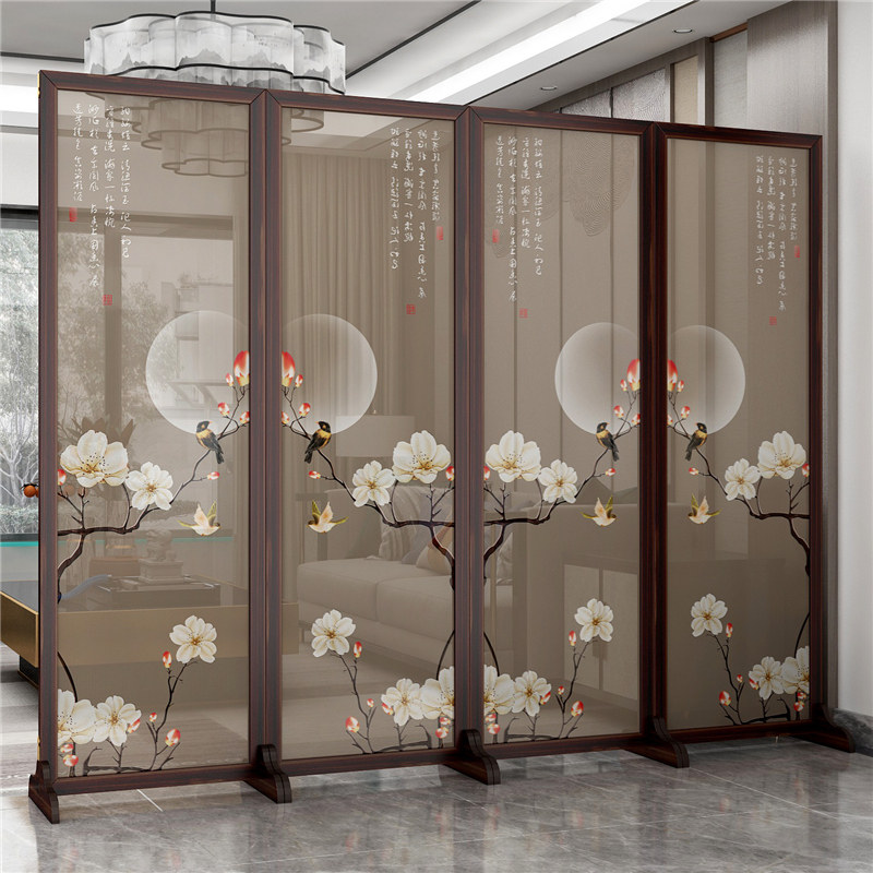 New Chinese Screen Simple Modern Folding Foldable Removable Bedroom Shelter Home Office Solid Wood Genguan Small Partition