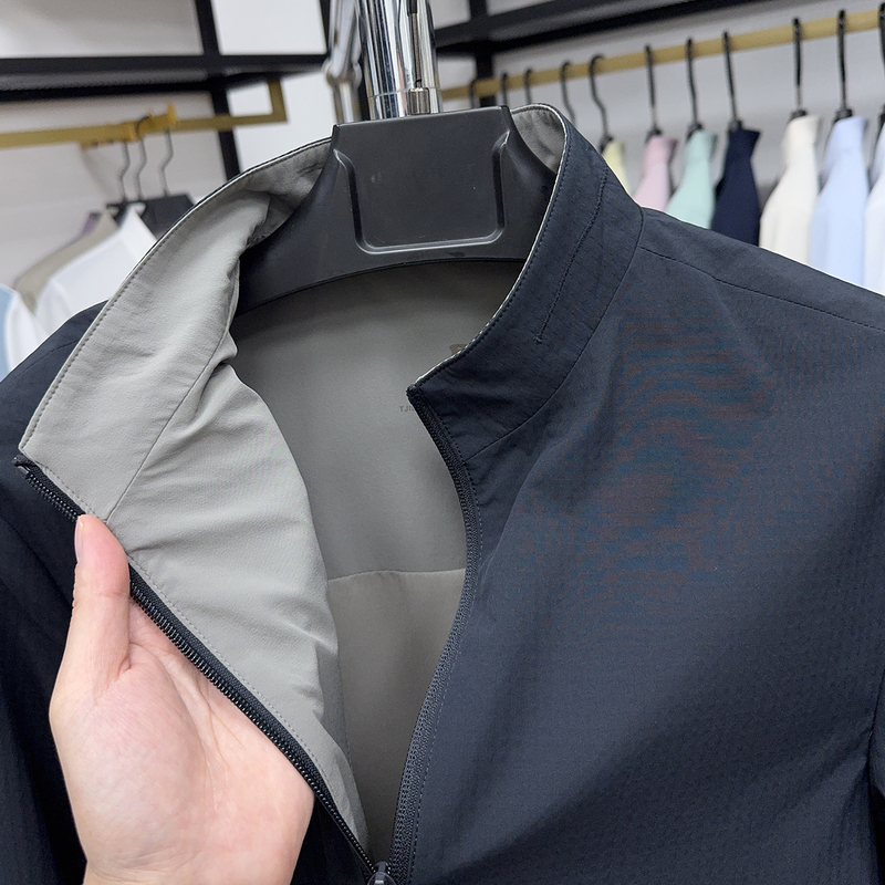 High-End Stand-Up Collar Jacket for Men, Casual Spring and Autumn, Simple, Loose, Versatile Outerwear, Top for Young and Middle-Aged Men, Trendy Jacket