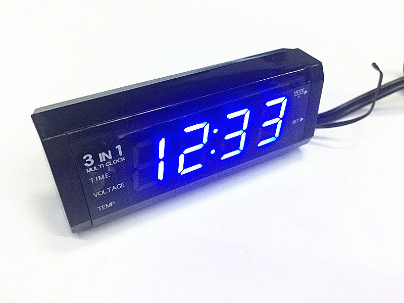 Vehicular electric voltmeter thermometer time clock three-in-one car clock car thermometer electric gauge