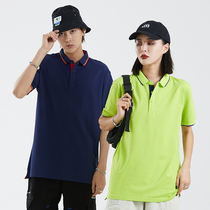 Mens short-sleeved T-shirt classmate Party lapel dress advertising polo shirt casual overalls printed logo custom