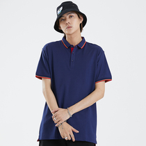 Summer dress with lapel polo shirt mens and womens shirt work clothes loose cultural shirt work clothes sports T-shirt printed LOGO