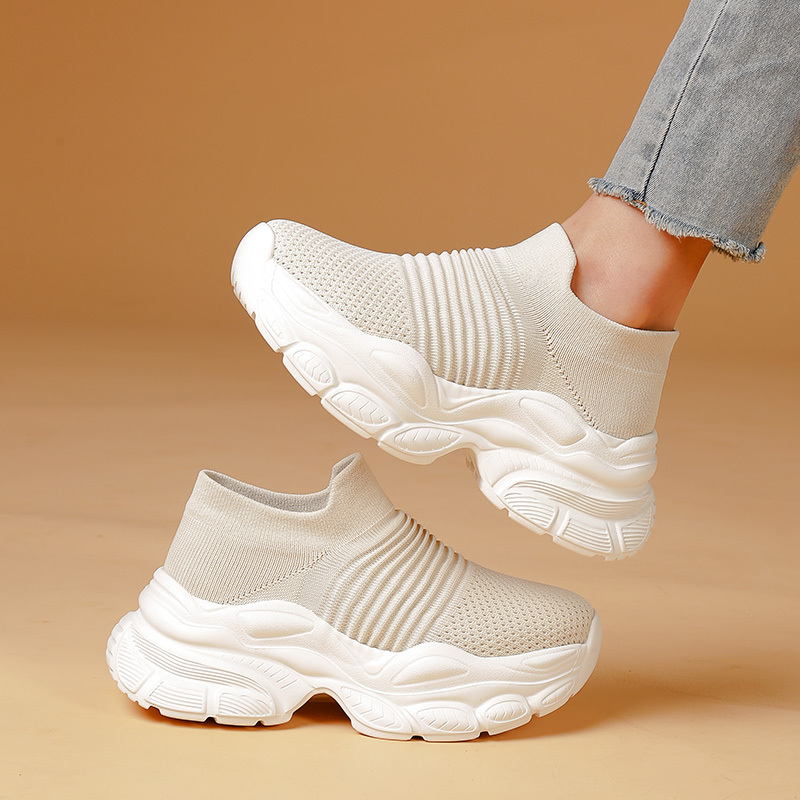 Tt&Mm/Toms Women's Shoes Feiwei New Summer Elastic Socks Shoes Thick Soles Increased Comfort Breathable Dad Shoes