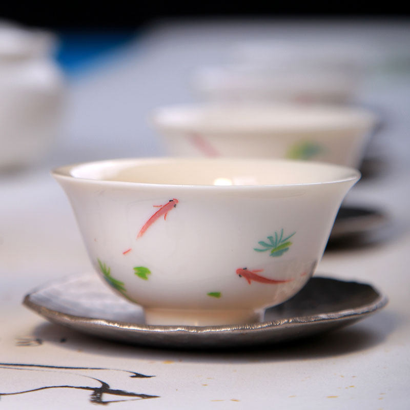 Taiwan white ceramic teacup three Shikung fu tea toy S106 drink cup master cup cup