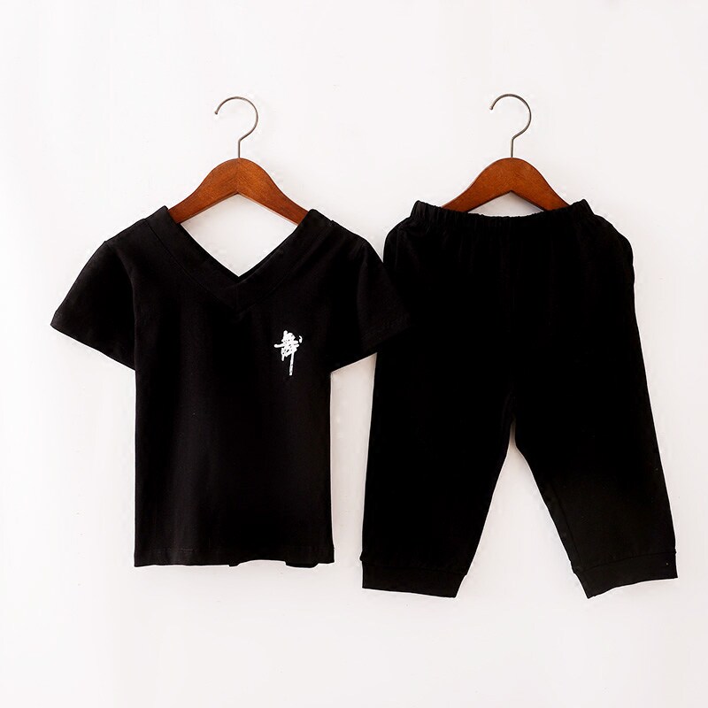 Blue bell children's dance clothes boys summer Latin dance performance clothes half-sleeved children's dance practice clothes