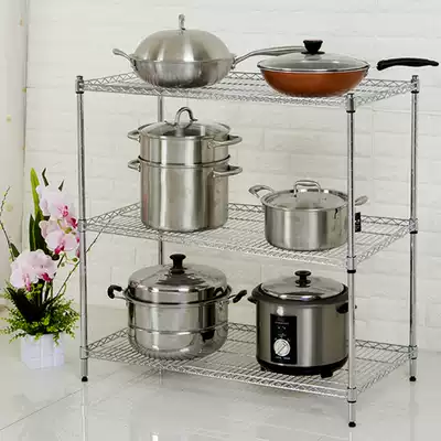 Kitchen shelf three-layer microwave oven shelf balcony storage shelf rack finishing rack sundry rack flower rack