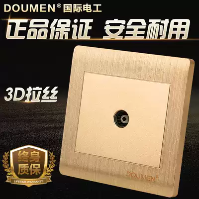 International Electrotechnical champagne gold brushed switch socket type 86 concealed wall TV TV cable socket panel