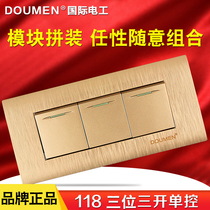 International electrician Type 118 switch socket panel wall power supply champagne gold brushed three position three open single control switch