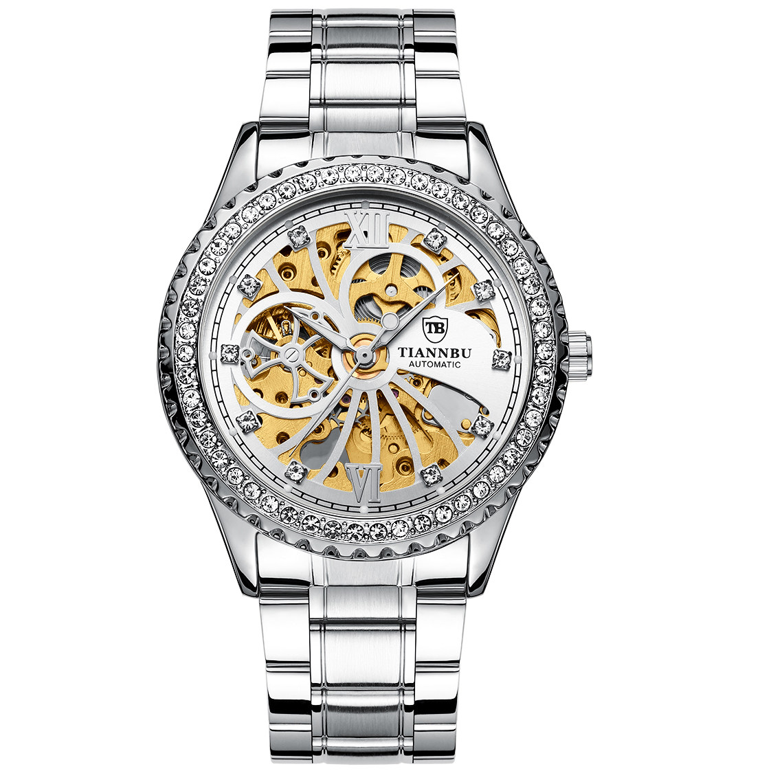 Automatic Mechanical Watch Men's Steel Business Skeleton Glow_voghion.com