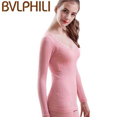 圆领蕾丝边打底针织保暖内衣