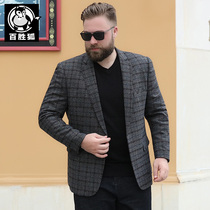 Yum Fox large size mens young mans fat loose spring and autumn suit plus fat fat suit jacket single West