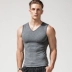 Áo vest nam dáng rộng, dáng ôm sát cổ chữ V cotton trẻ trung thể thao thể thao bó sát không tay áo không tay nam Lót