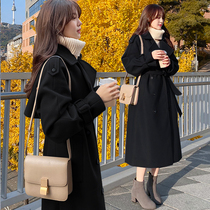 Black Son Coat Woman Autumn Winter Thickened 2021 New Hepburn in the middle of a long fur coat female little guy